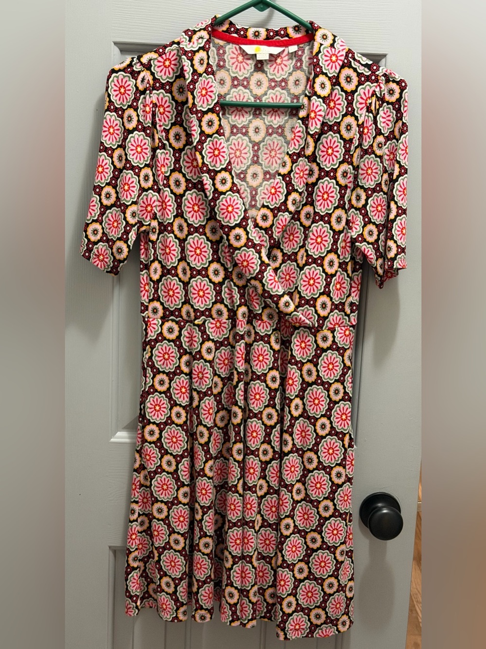 Boden Elodie Womens Wrap Jersey Dress UK 14P US 10P MultiColor Floral Daisy